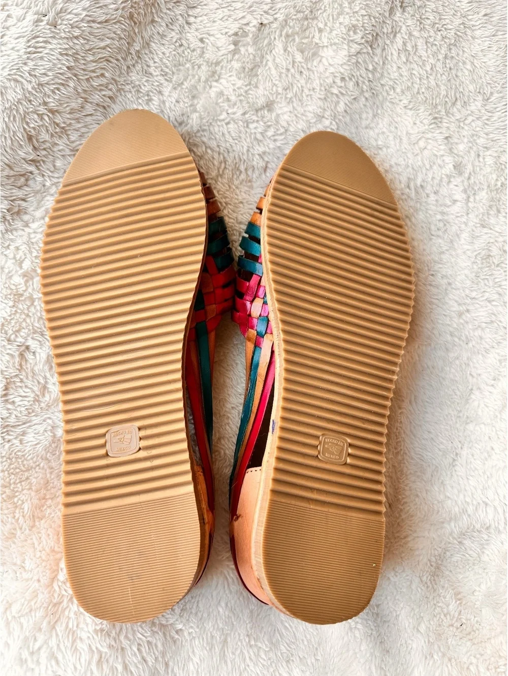 D’Sandy Mexican Leather Huarache Sandals – Multicolor Woven - size 10.5